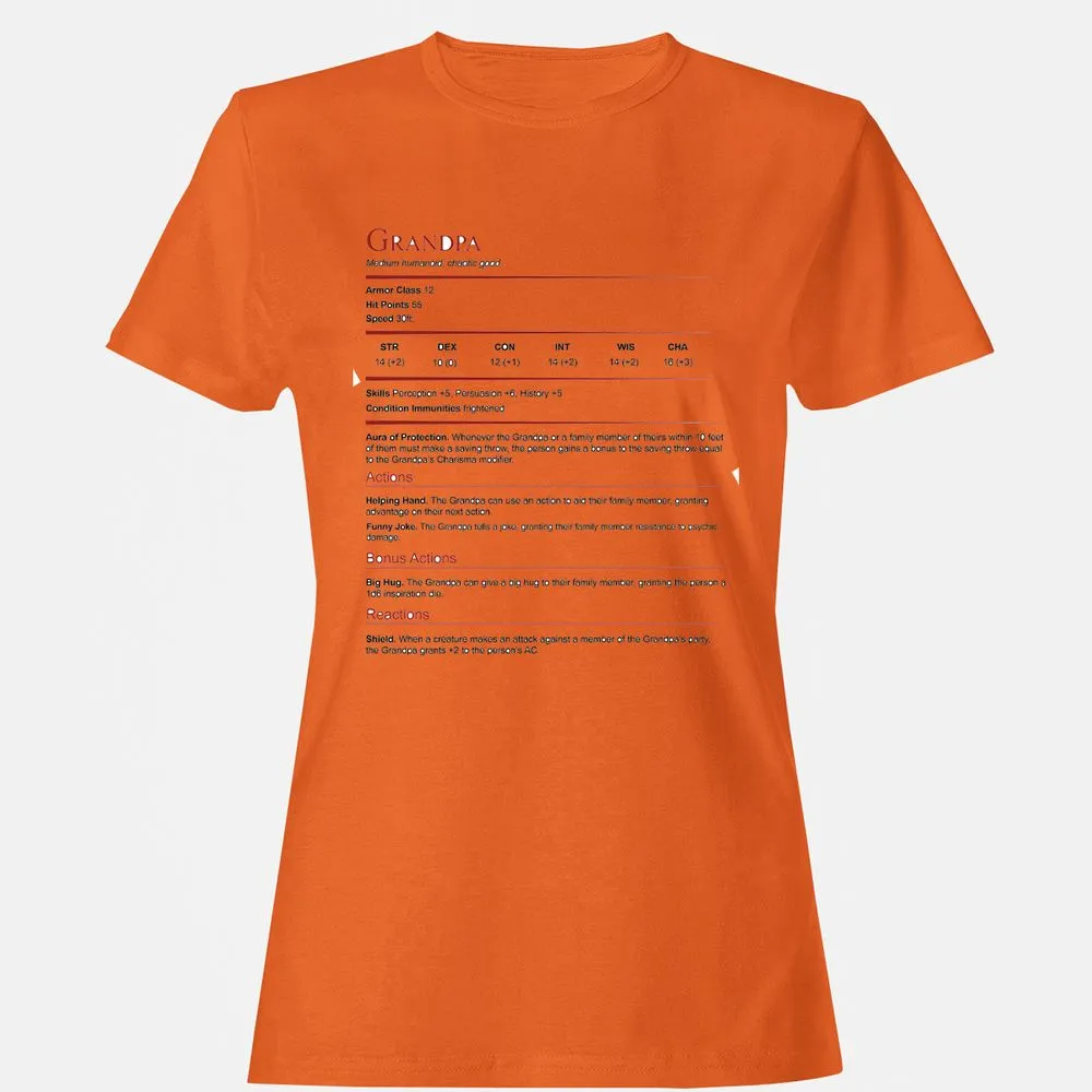 Grandpa Stat Block Women's T-Shirt - Orange - 11
