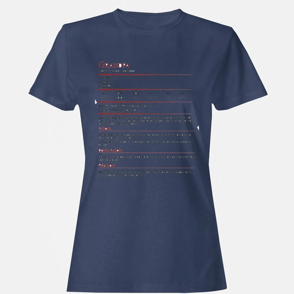 Grandpa Stat Block Women's T-Shirt - Navy - 10