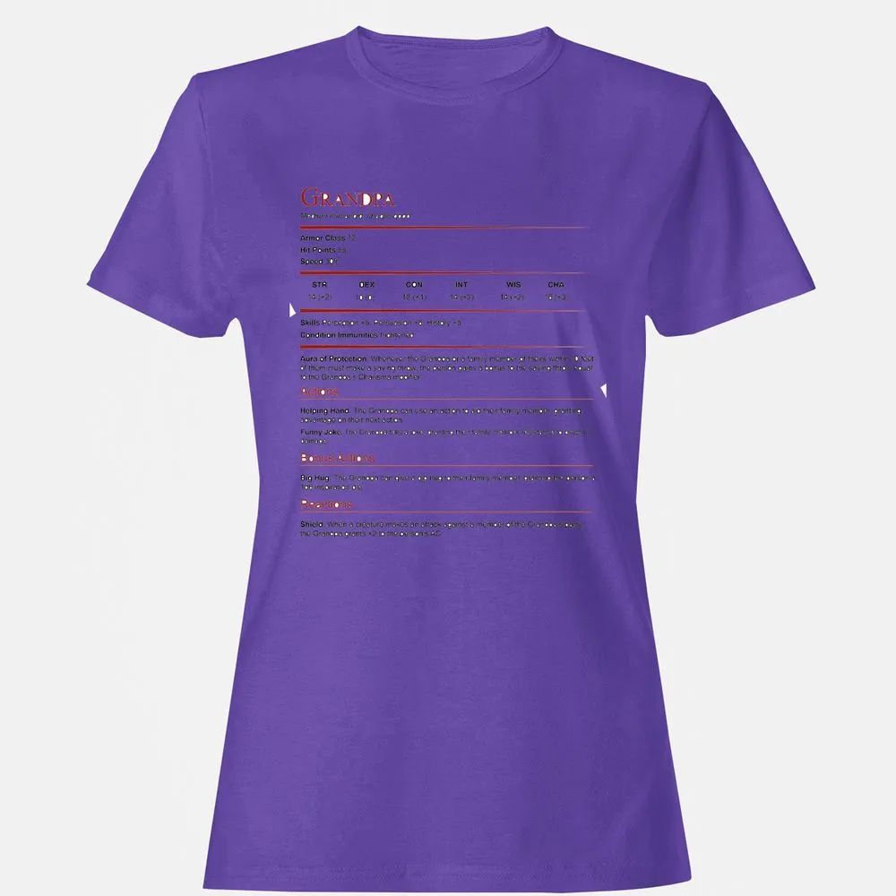 Grandpa Stat Block Women's T-Shirt - Purple - 12