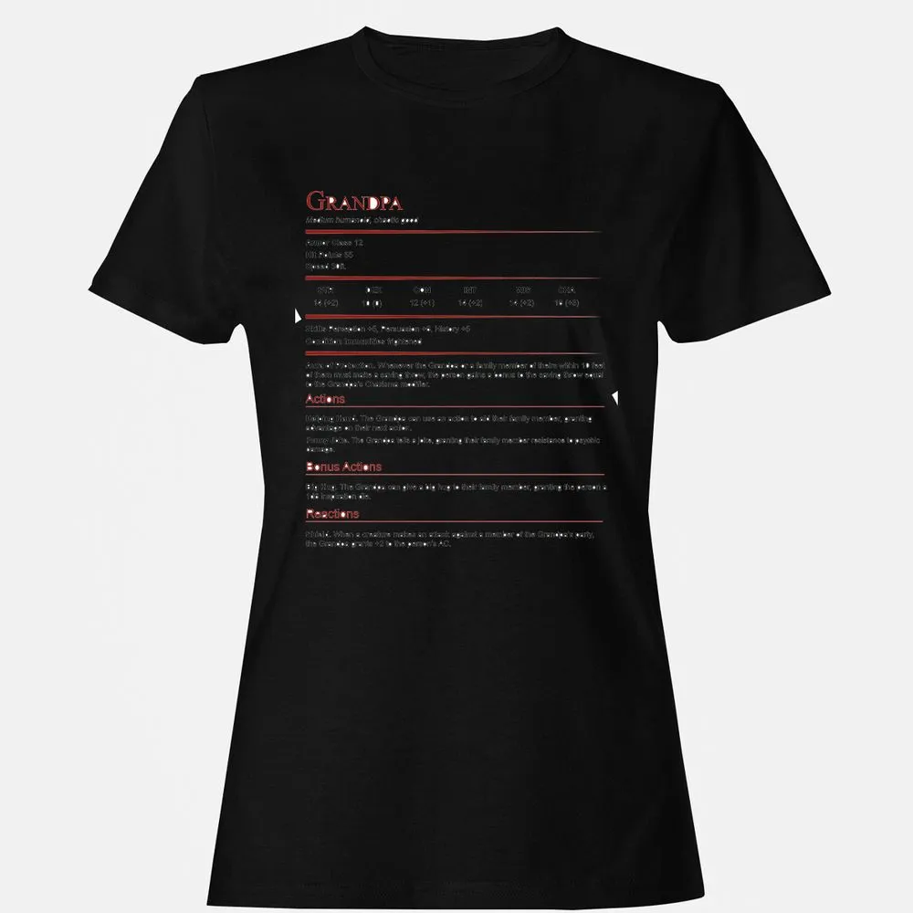 Grandpa Stat Block Women's T-Shirt - Black - 16