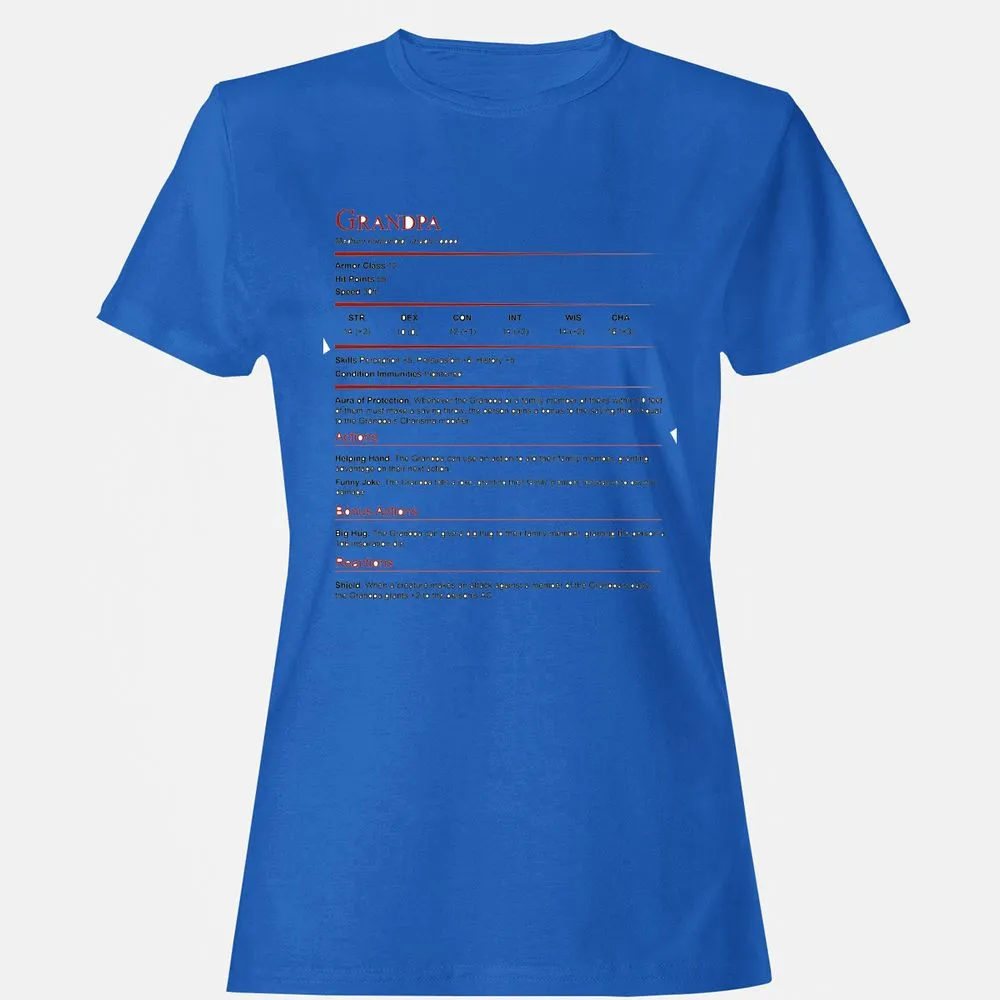 Grandpa Stat Block Women's T-Shirt - Royal - 14