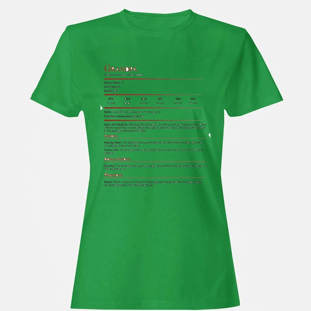Grandpa Stat Block Women's T-Shirt - Irish Green - 7