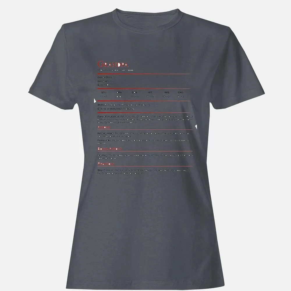 Grandpa Stat Block Women's T-Shirt - Dark Heather - 5