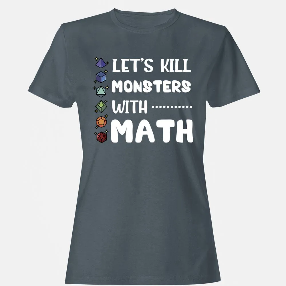 Let's Kill Monsters With Math Women's T-Shirt - Charcoal - 3