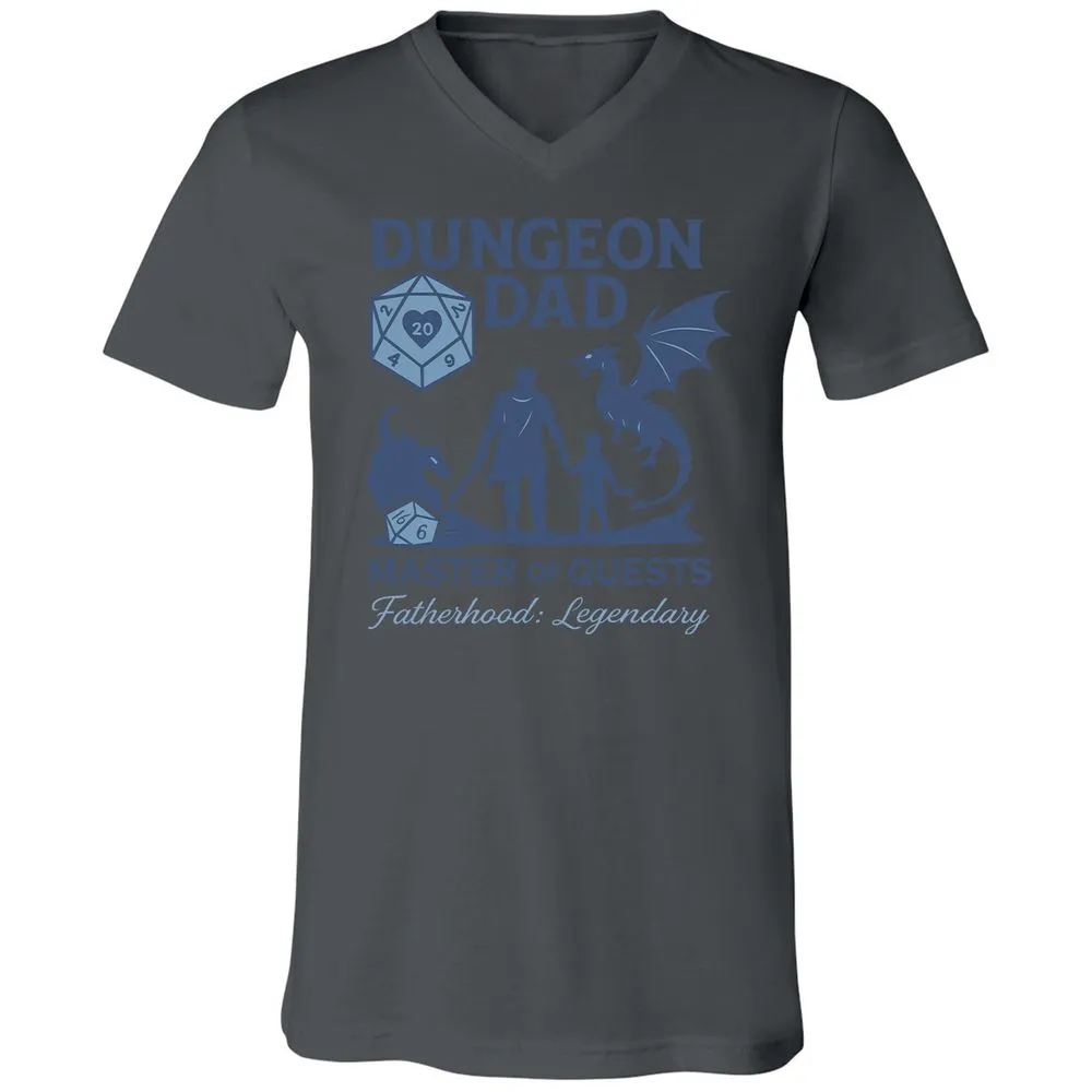 Dungeon Dad Master Of Quests Unisex V-Neck T-Shirt - Asphalt - 12