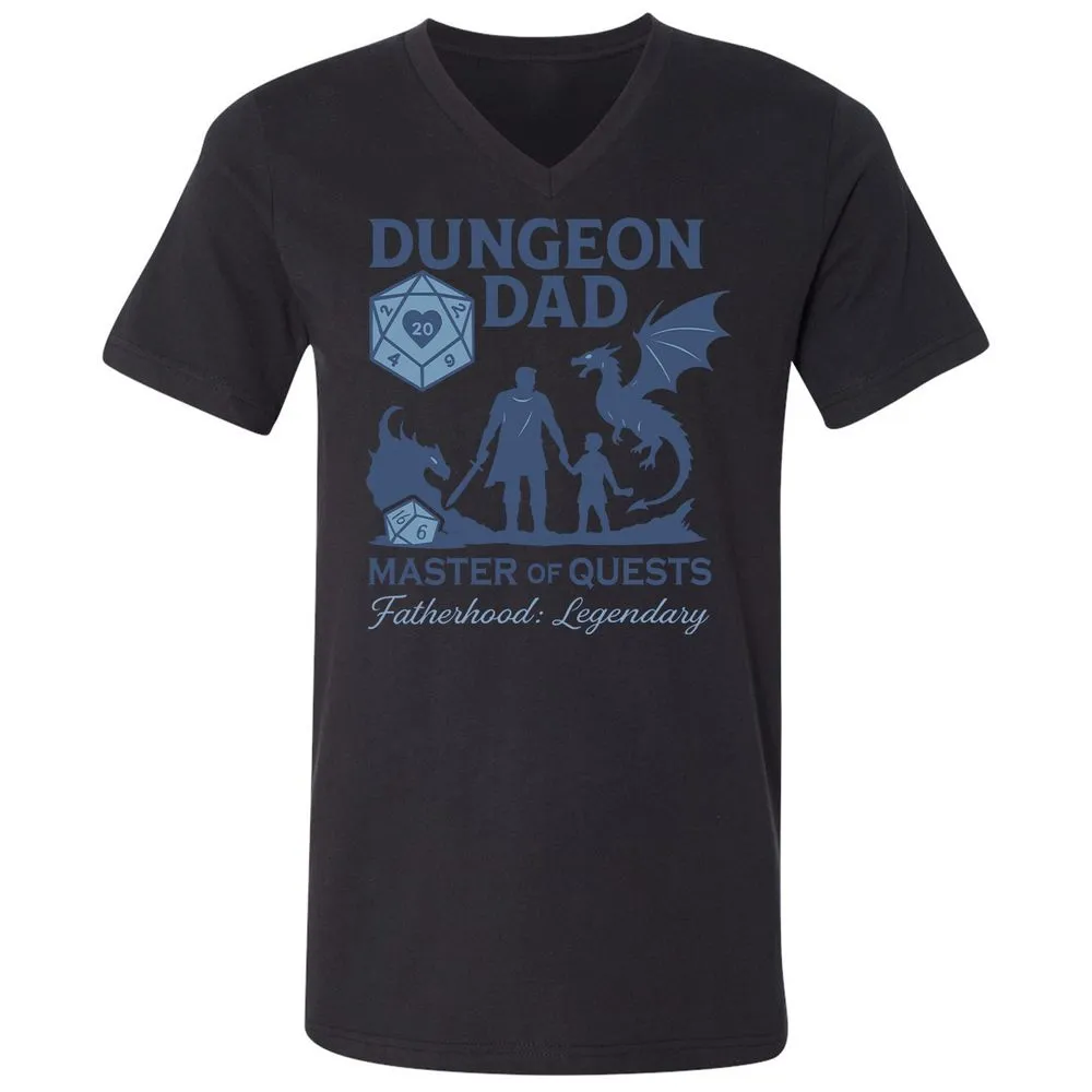 Dungeon Dad Master Of Quests Unisex V-Neck T-Shirt - Black - 16