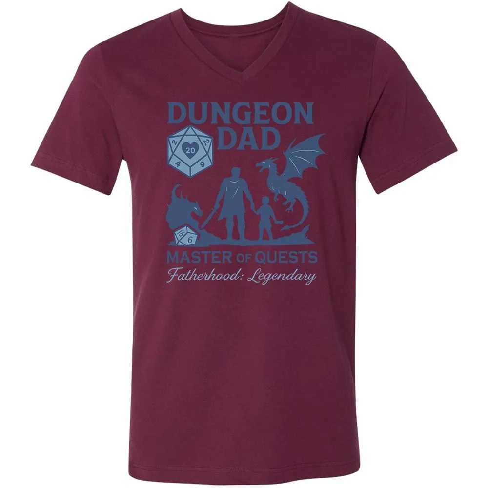 Dungeon Dad Master Of Quests Unisex V-Neck T-Shirt - Maroon - 6