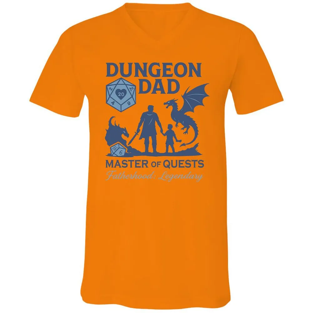 Dungeon Dad Master Of Quests Unisex V-Neck T-Shirt - Orange - 11