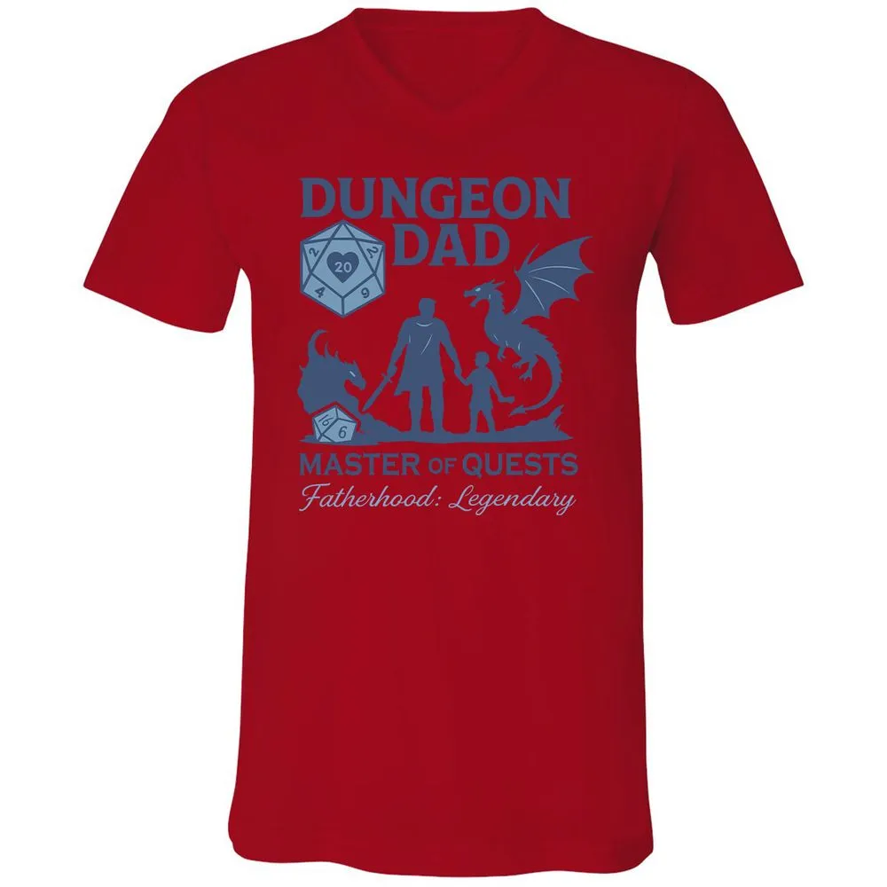 Dungeon Dad Master Of Quests Unisex V-Neck T-Shirt - Red - 3