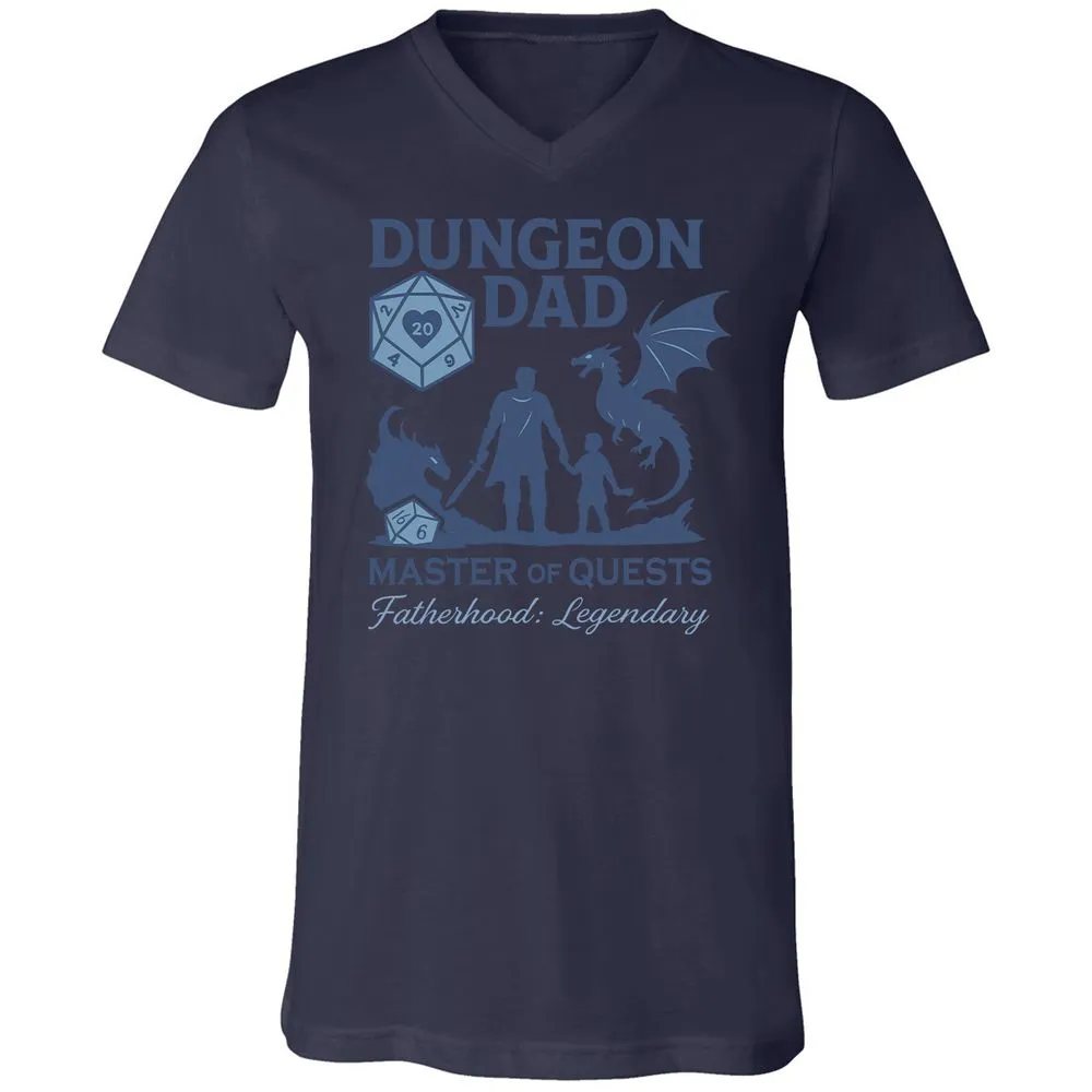 Dungeon Dad Master Of Quests Unisex V-Neck T-Shirt - Navy - 9