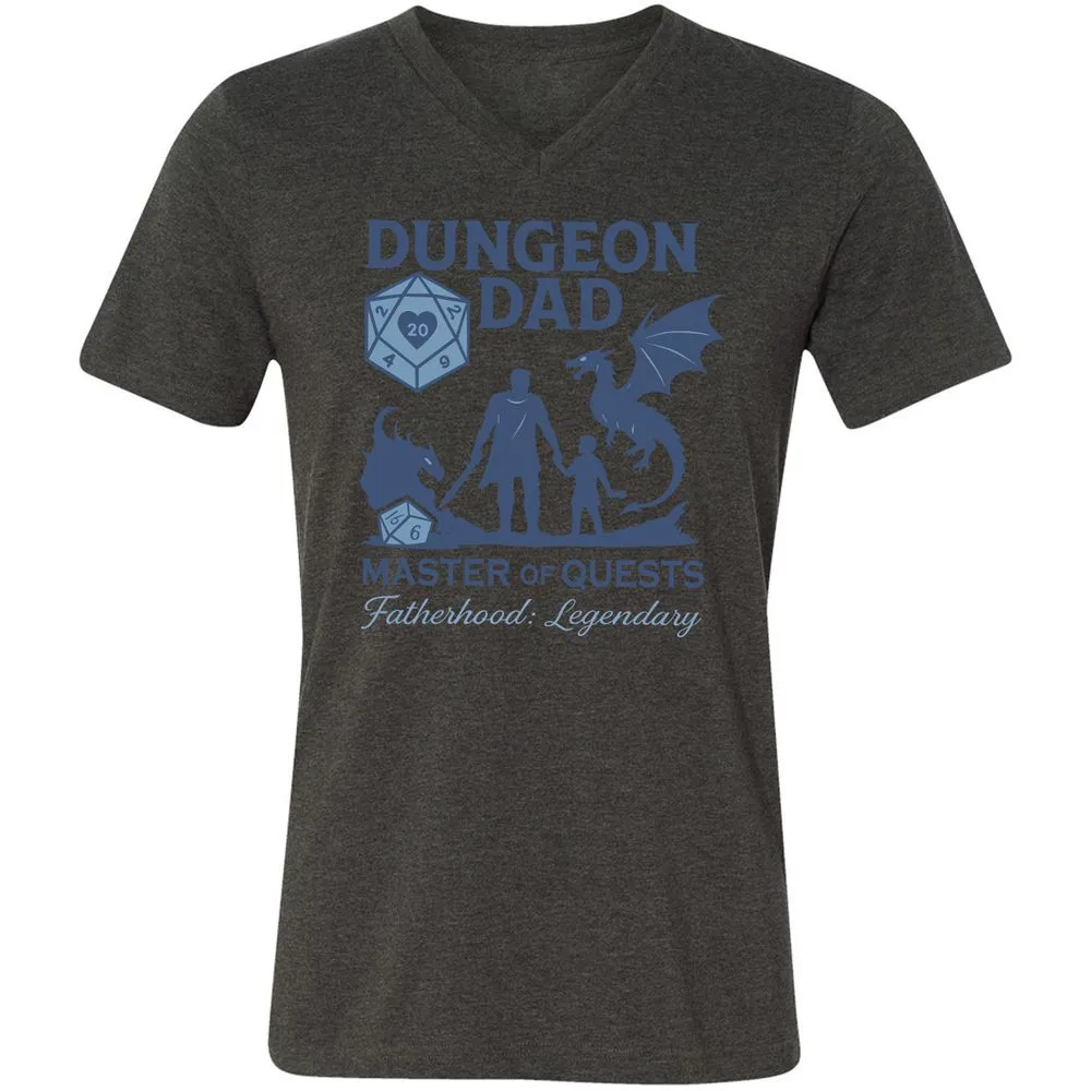 Dungeon Dad Master Of Quests Unisex V-Neck T-Shirt - Dark Grey Heather - 8