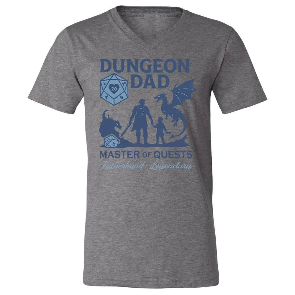 Dungeon Dad Master Of Quests Unisex V-Neck T-Shirt - Deep Heather - 13