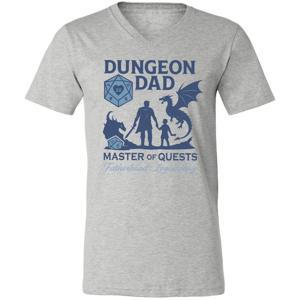 Dungeon Dad Master Of Quests Unisex V-Neck T-Shirt - Athletic Heather - 7