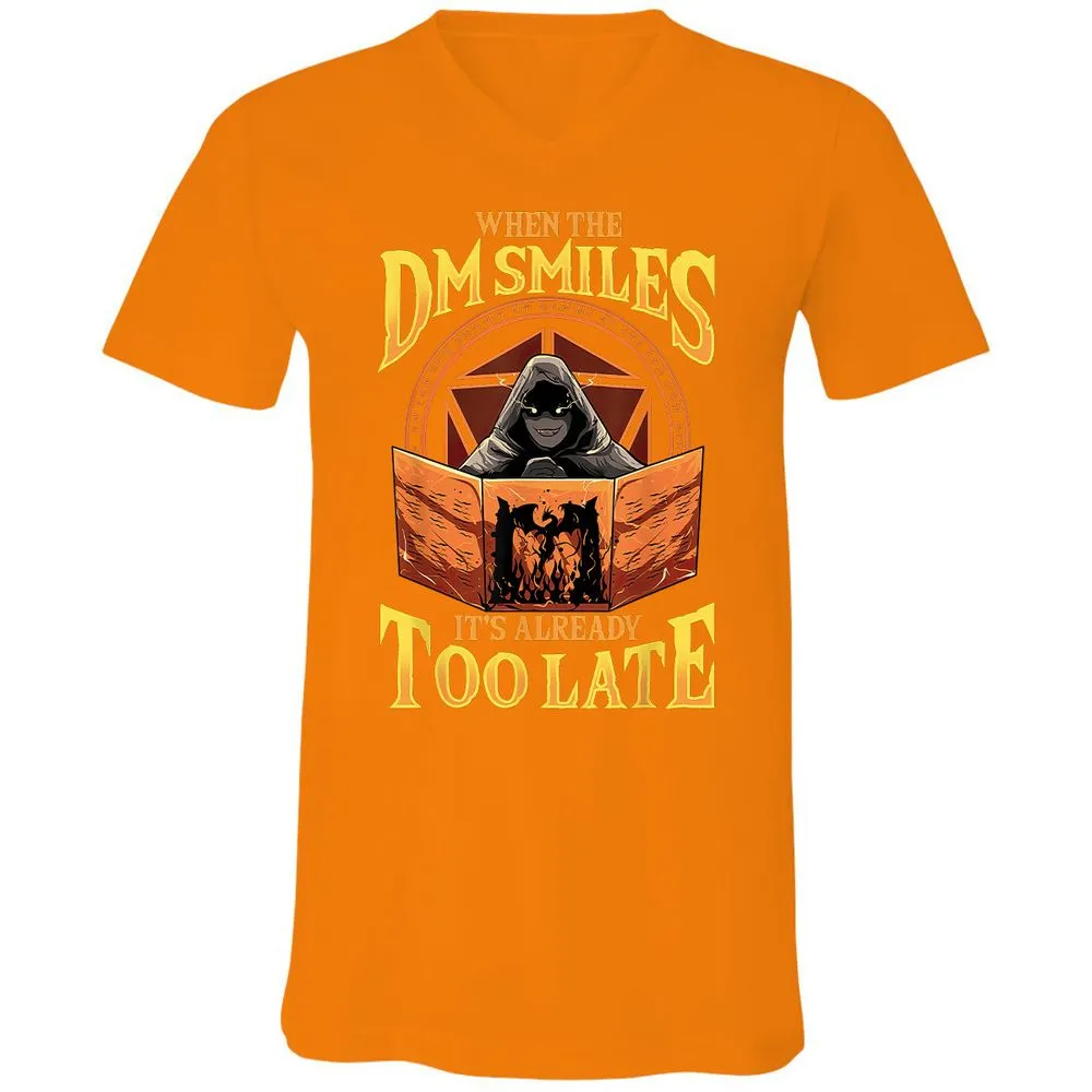 When The Dm Smiles Its Already Too Late Unisex V-Neck T-Shirt - Orange - 11