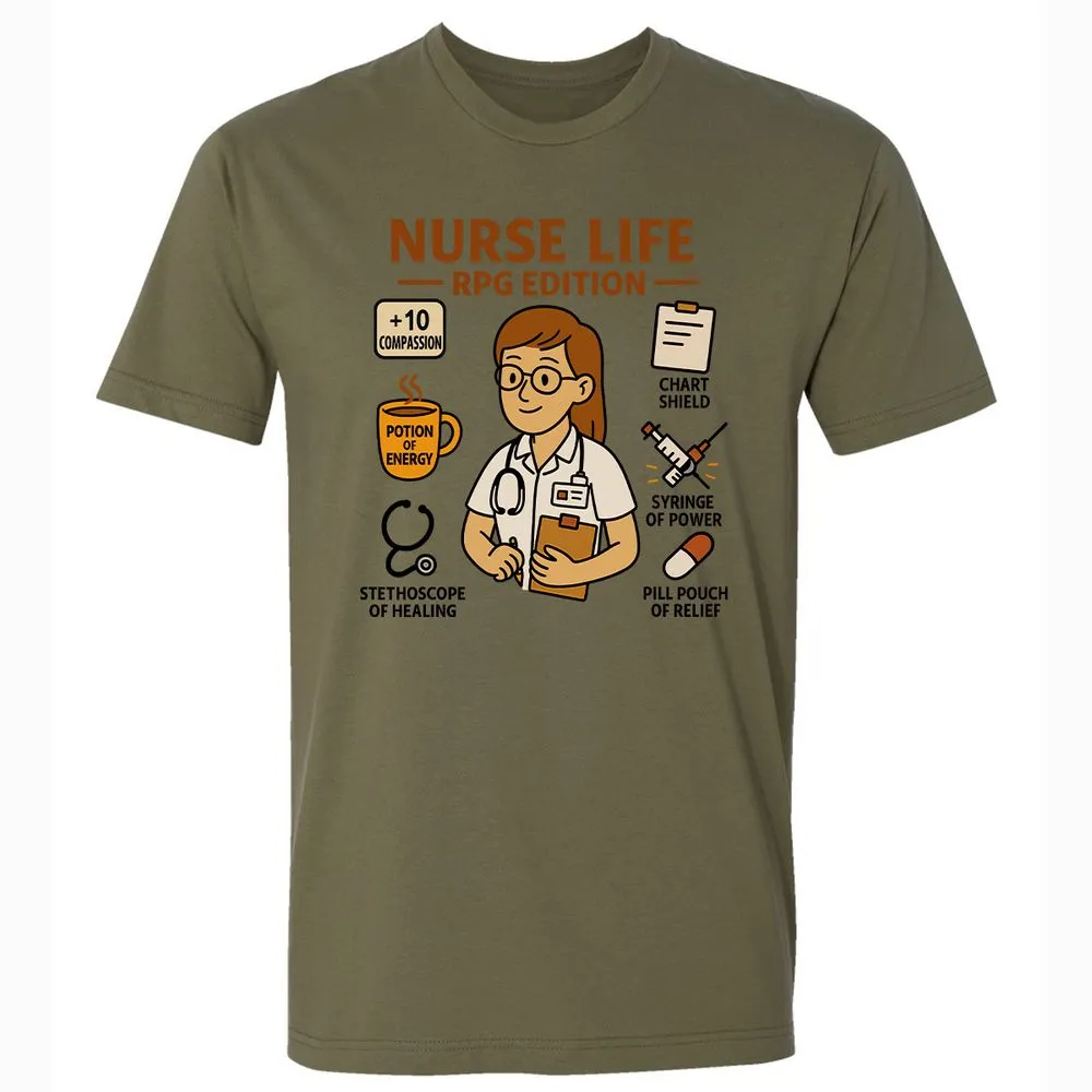 Nurse Life RPG Edition Premium Unisex T-Shirt - Military Green - 5