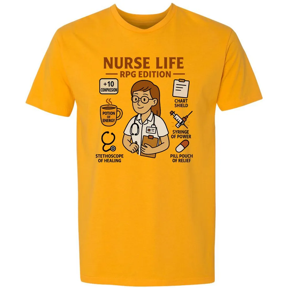 Nurse Life RPG Edition Premium Unisex T-Shirt - Gold - 12