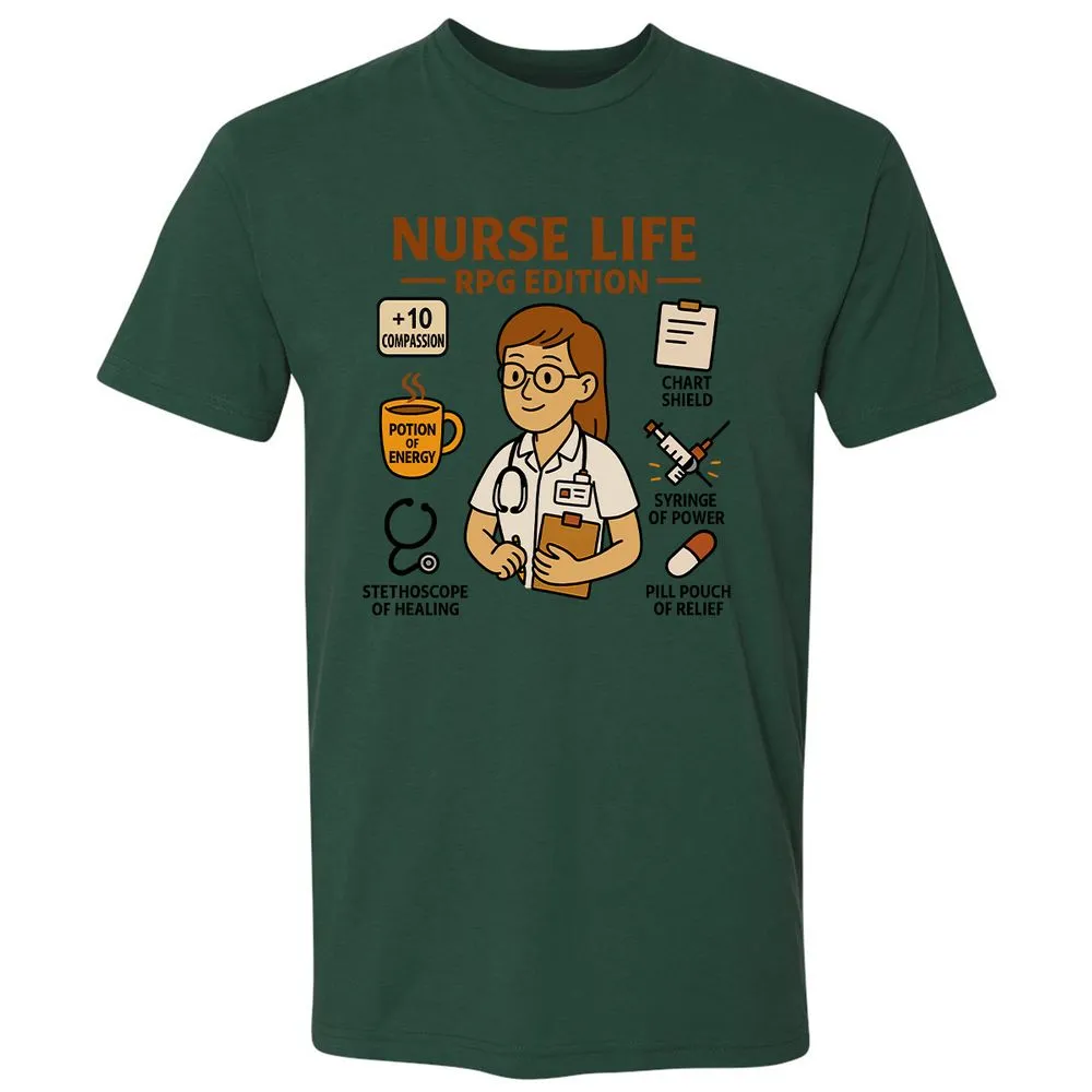 Nurse Life RPG Edition Premium Unisex T-Shirt - Forest Green - 13