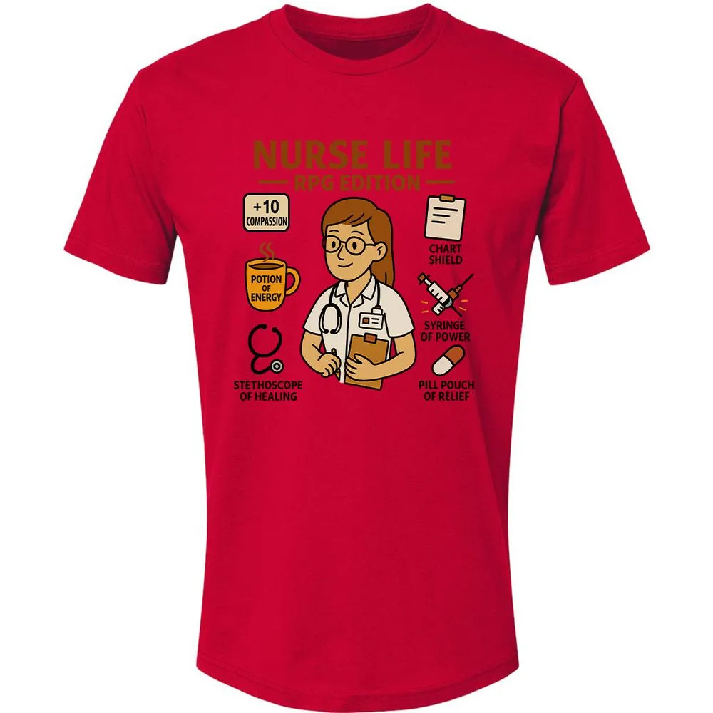 Nurse Life RPG Edition Premium Unisex T-Shirt - Red - 6