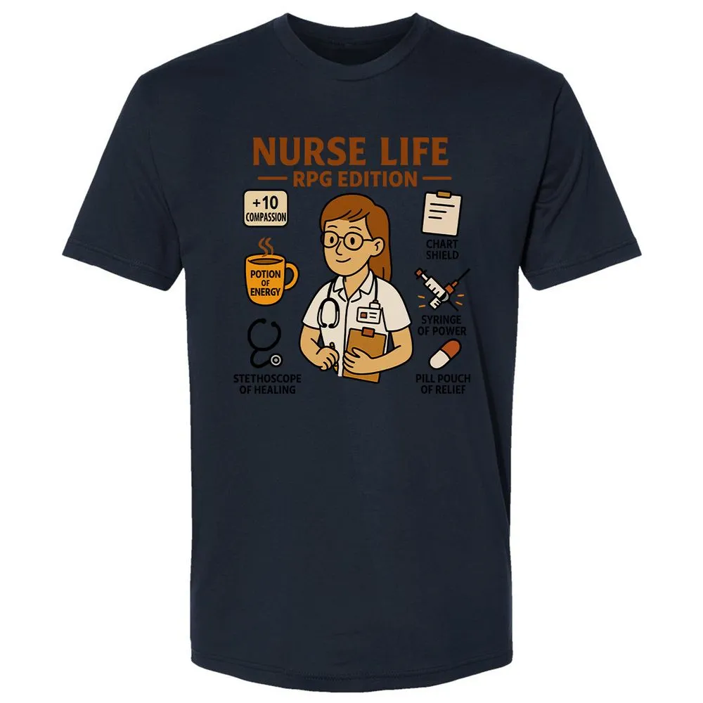 Nurse Life RPG Edition Premium Unisex T-Shirt - Midnight Navy - 14