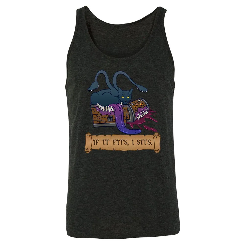 If It Fits I Sits Unisex Jersey Tank - Charcoal Black Triblend - 5