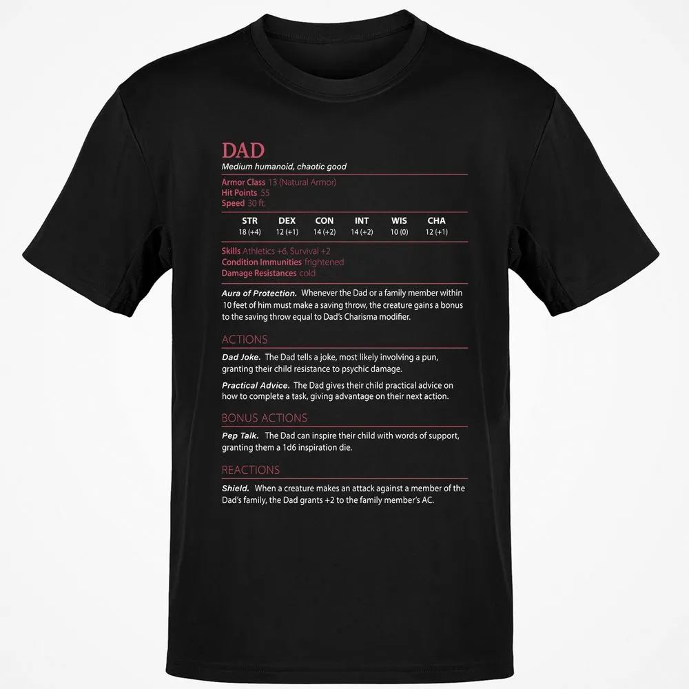 Dad Stats Classic Unisex T-Shirt - Black - 1
