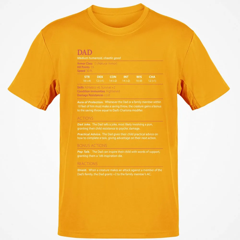 Dad Stats Classic Unisex T-Shirt - Gold - 4