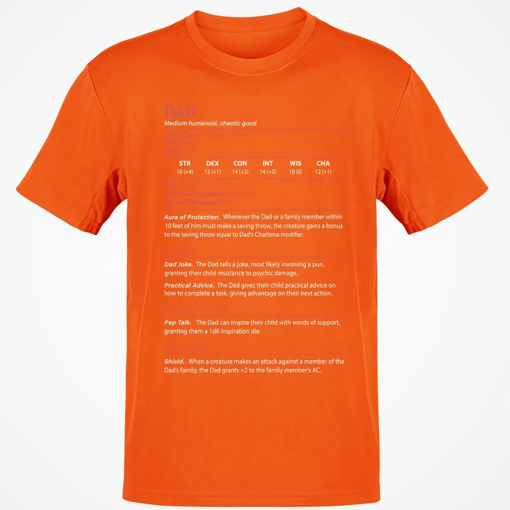 Dad Stats Classic Unisex T-Shirt - Orange - 8