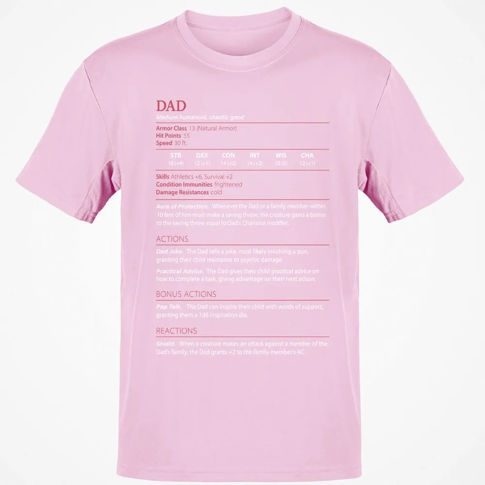 Dad Stats Classic Unisex T-Shirt - Light Pink - 5
