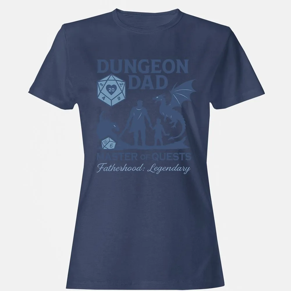 Dungeon Dad Master Of Quests Women's T-Shirt - Navy - 10