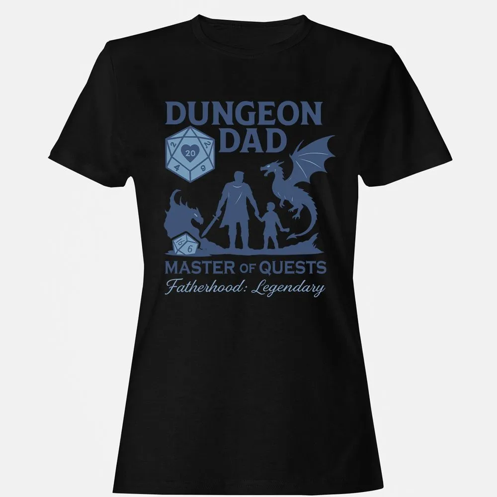 Dungeon Dad Master Of Quests Women's T-Shirt - Black - 16