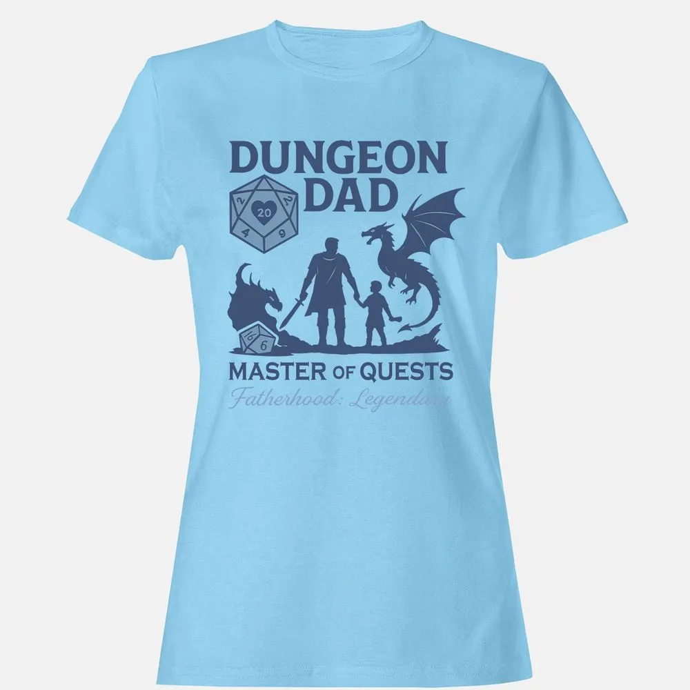 Dungeon Dad Master Of Quests Women's T-Shirt - Light Blue - 8