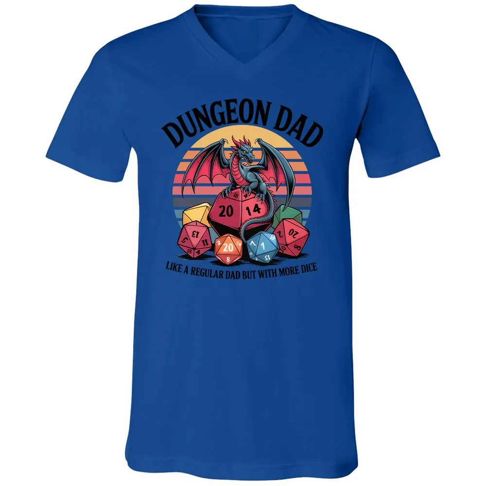 Dungeon Dad With More Dice Unisex V-Neck T-Shirt - True Royal - 4