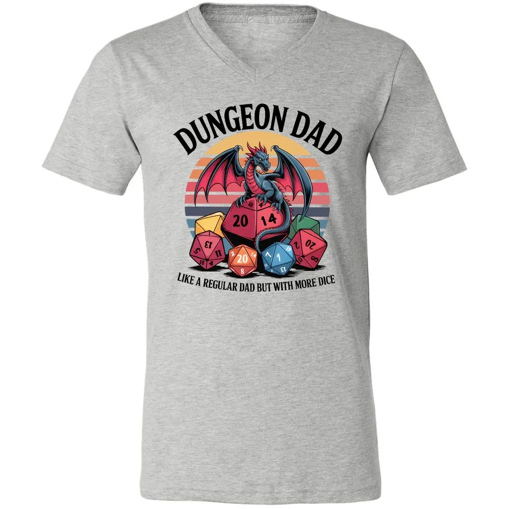 Dungeon Dad With More Dice Unisex V-Neck T-Shirt - Athletic Heather - 7