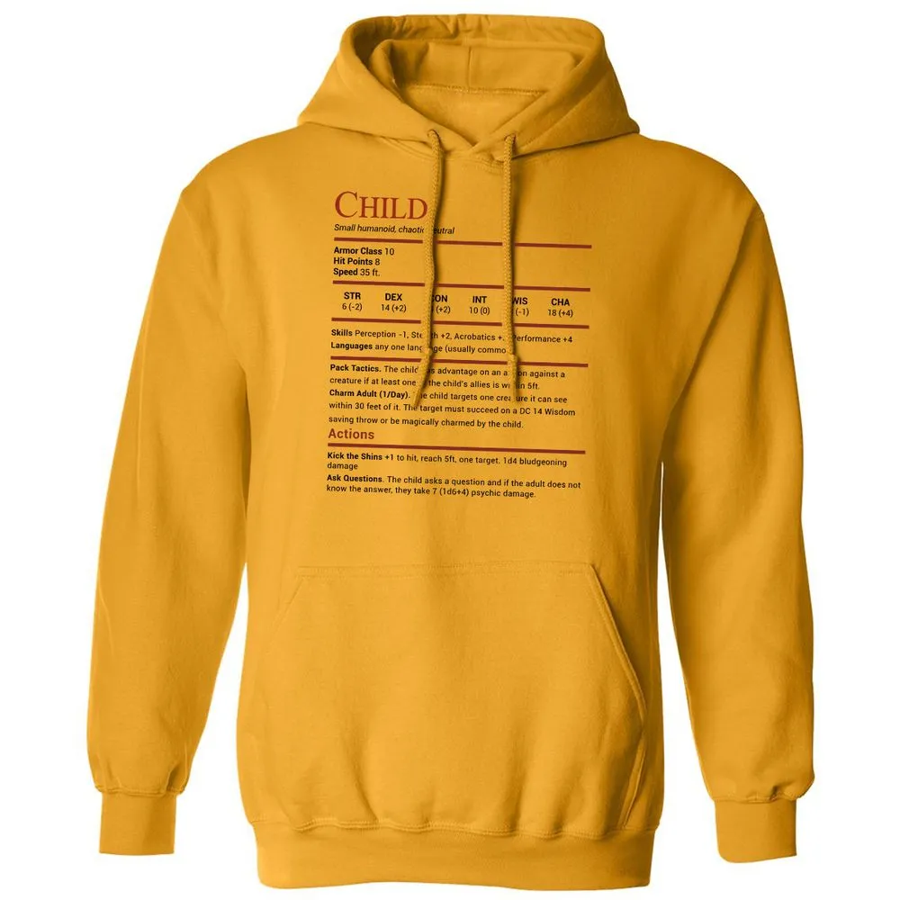 Child Stats Classic Unisex Hoodie - Gold - 12