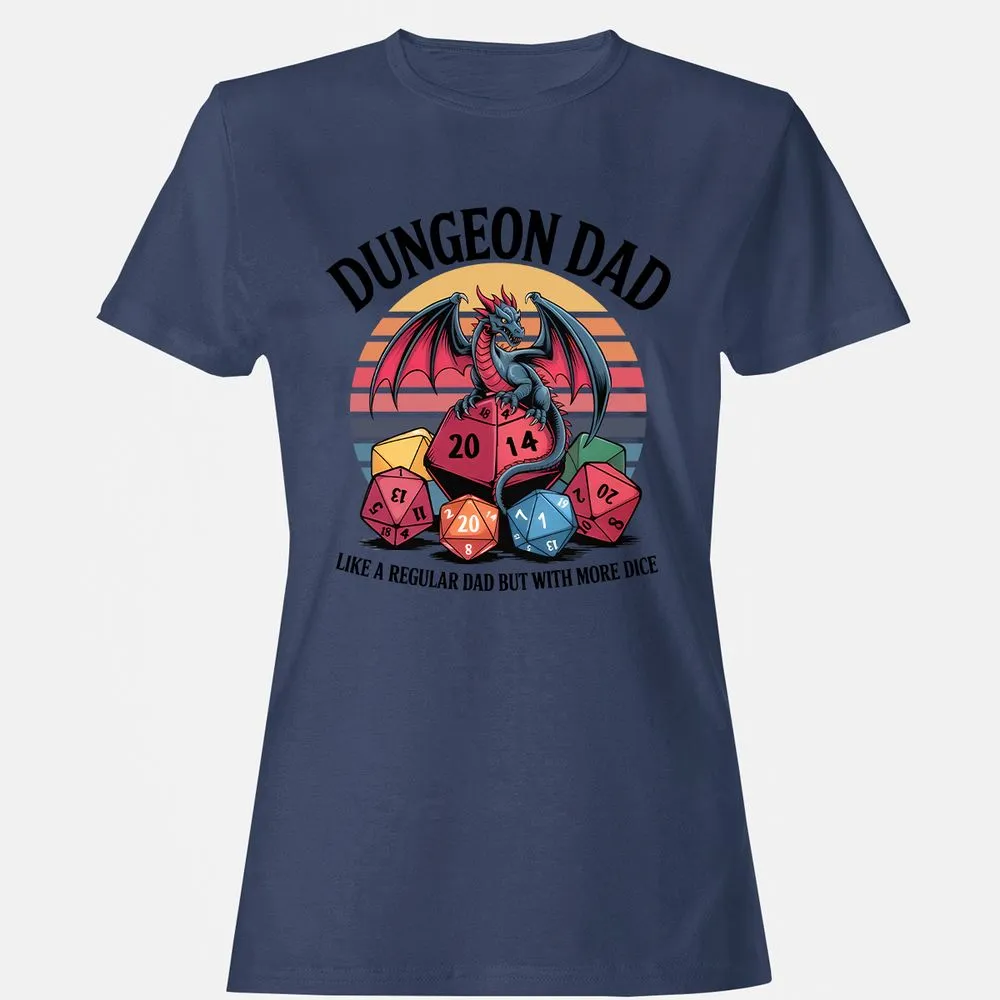 Dungeon Dad With More Dice Women's T-Shirt - Navy - 10
