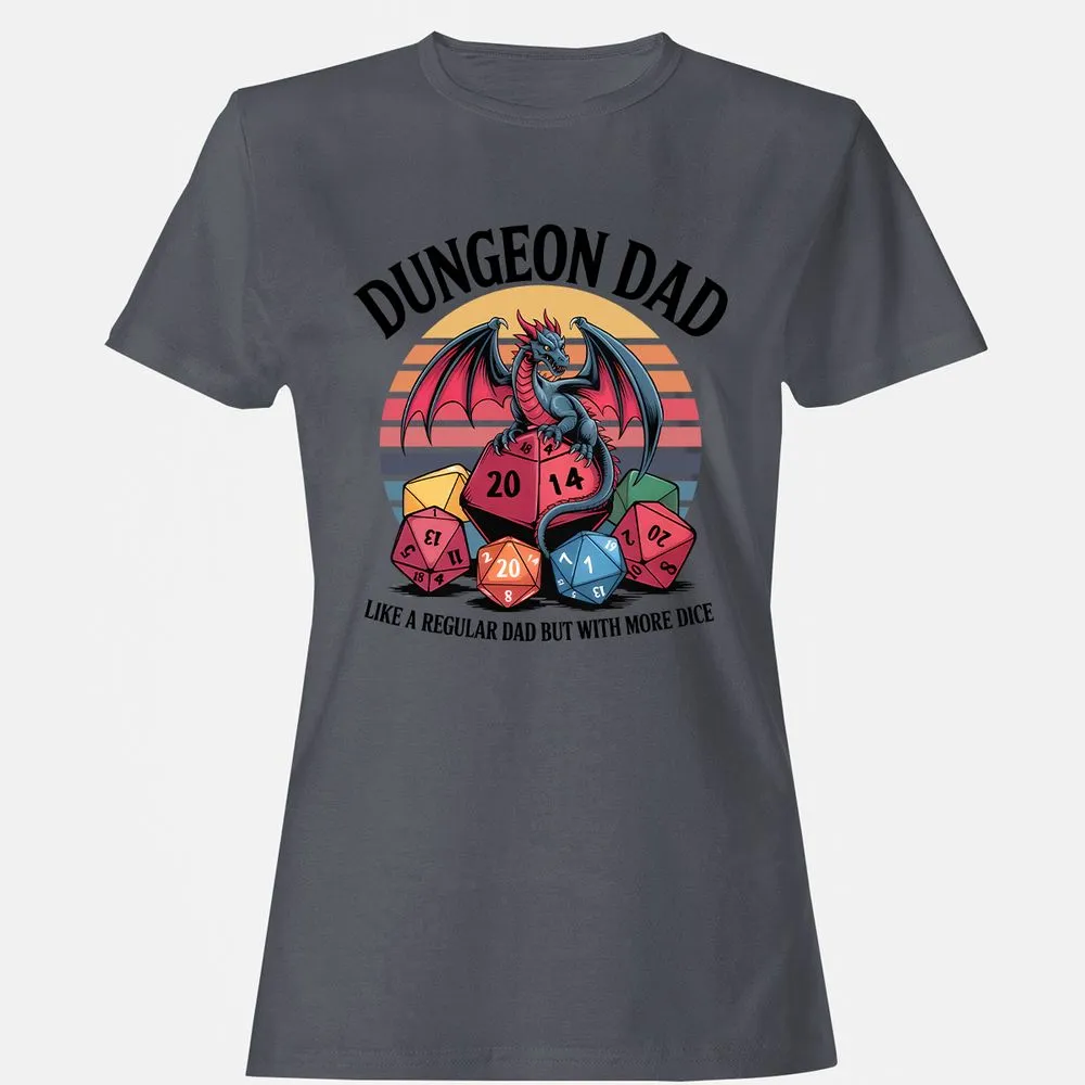 Dungeon Dad With More Dice Women's T-Shirt - Dark Heather - 5