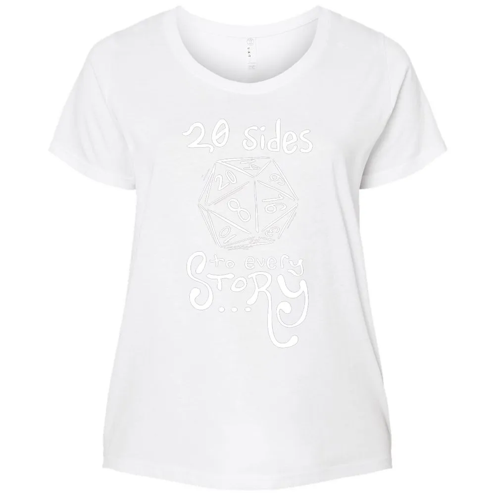 20 Sides to Every Story Ladies Curvy Jersey - White - 6