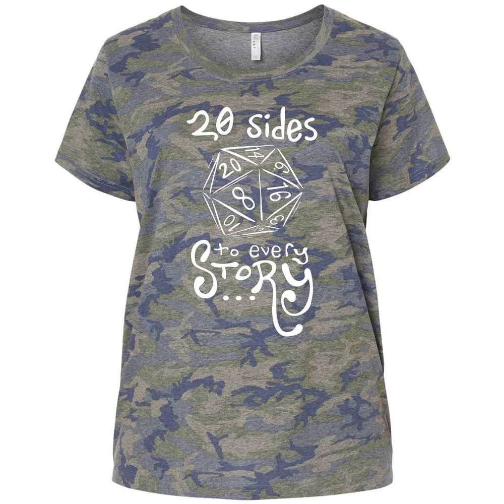 20 Sides to Every Story Ladies Curvy Jersey - Vintage Camo - 5