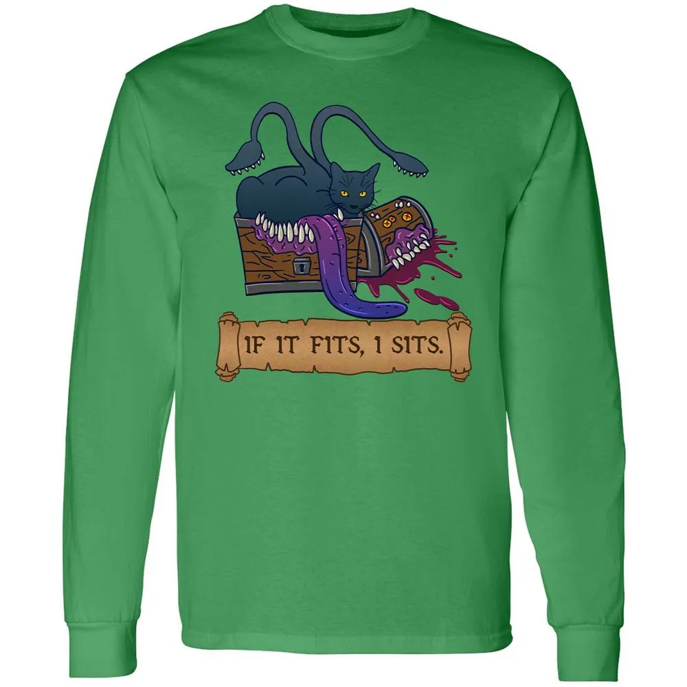 If It Fits I Sits Long Sleeve T-Shirt - Irish Green - 10