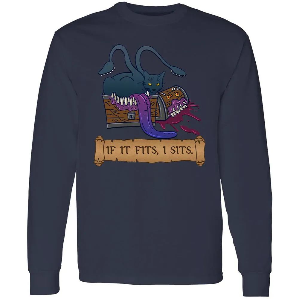 If It Fits I Sits Long Sleeve T-Shirt - Navy - 2