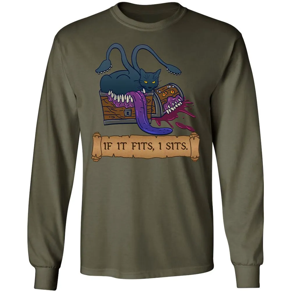 If It Fits I Sits Long Sleeve T-Shirt - Military Green - 16
