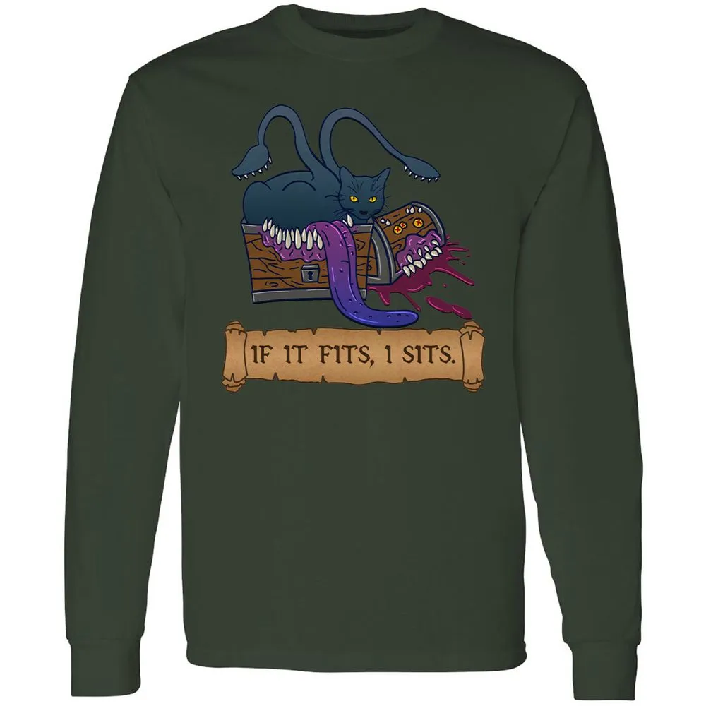 If It Fits I Sits Long Sleeve T-Shirt - Forest Green - 4