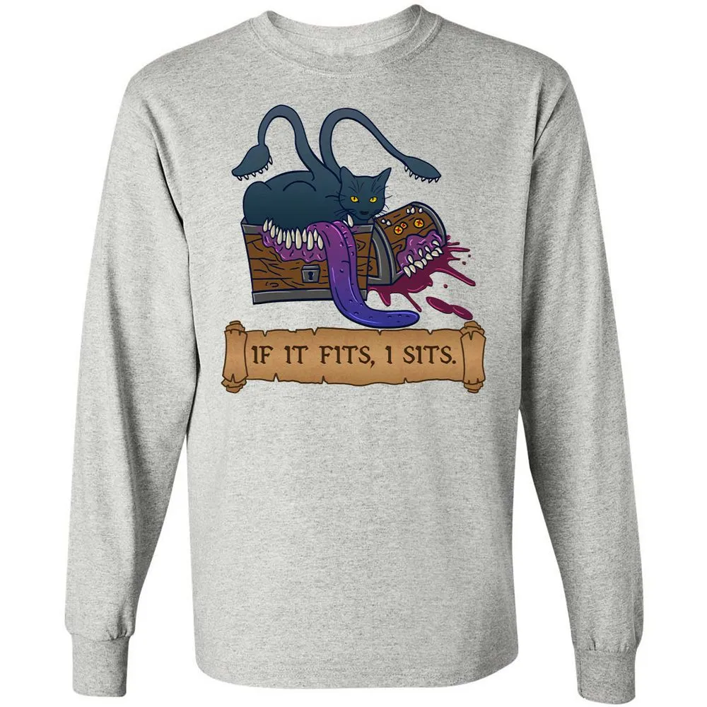 If It Fits I Sits Long Sleeve T-Shirt - Ash - 7