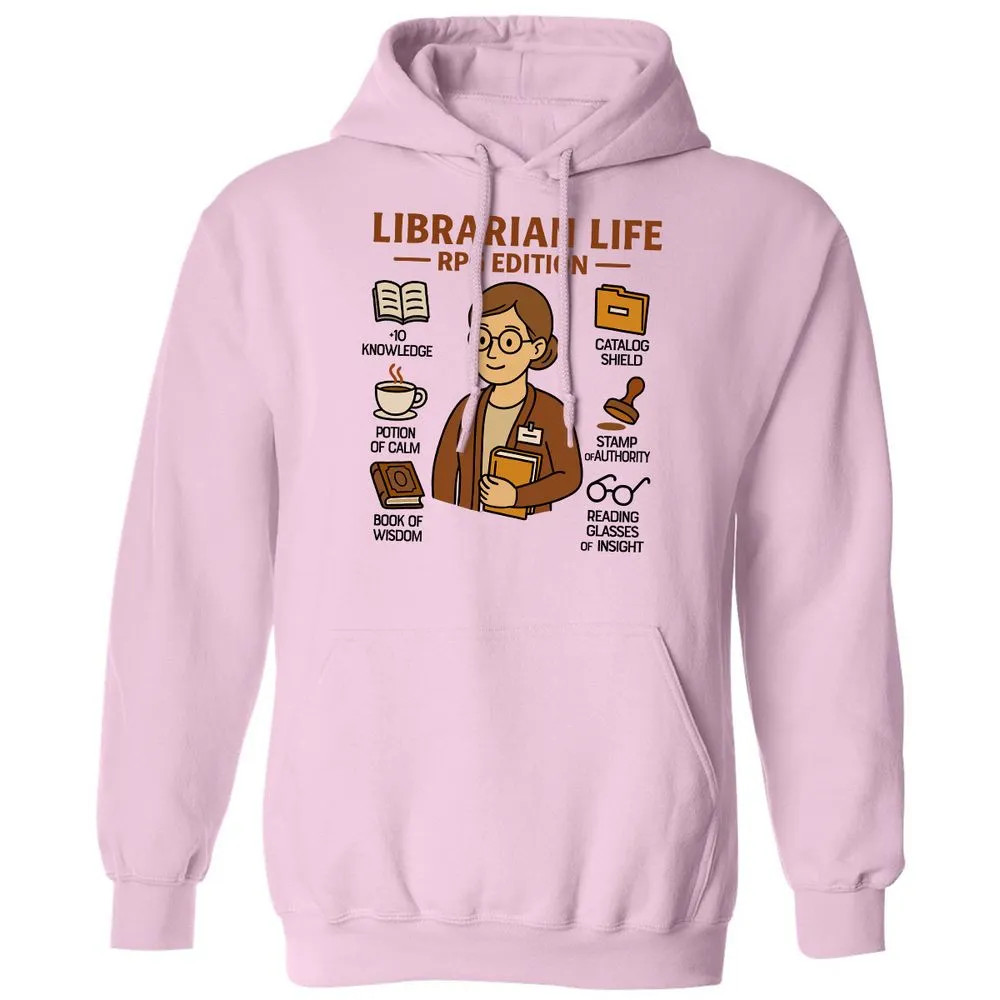 Librarian Life RPG Edition Classic Unisex Hoodie - Light Pink - 3