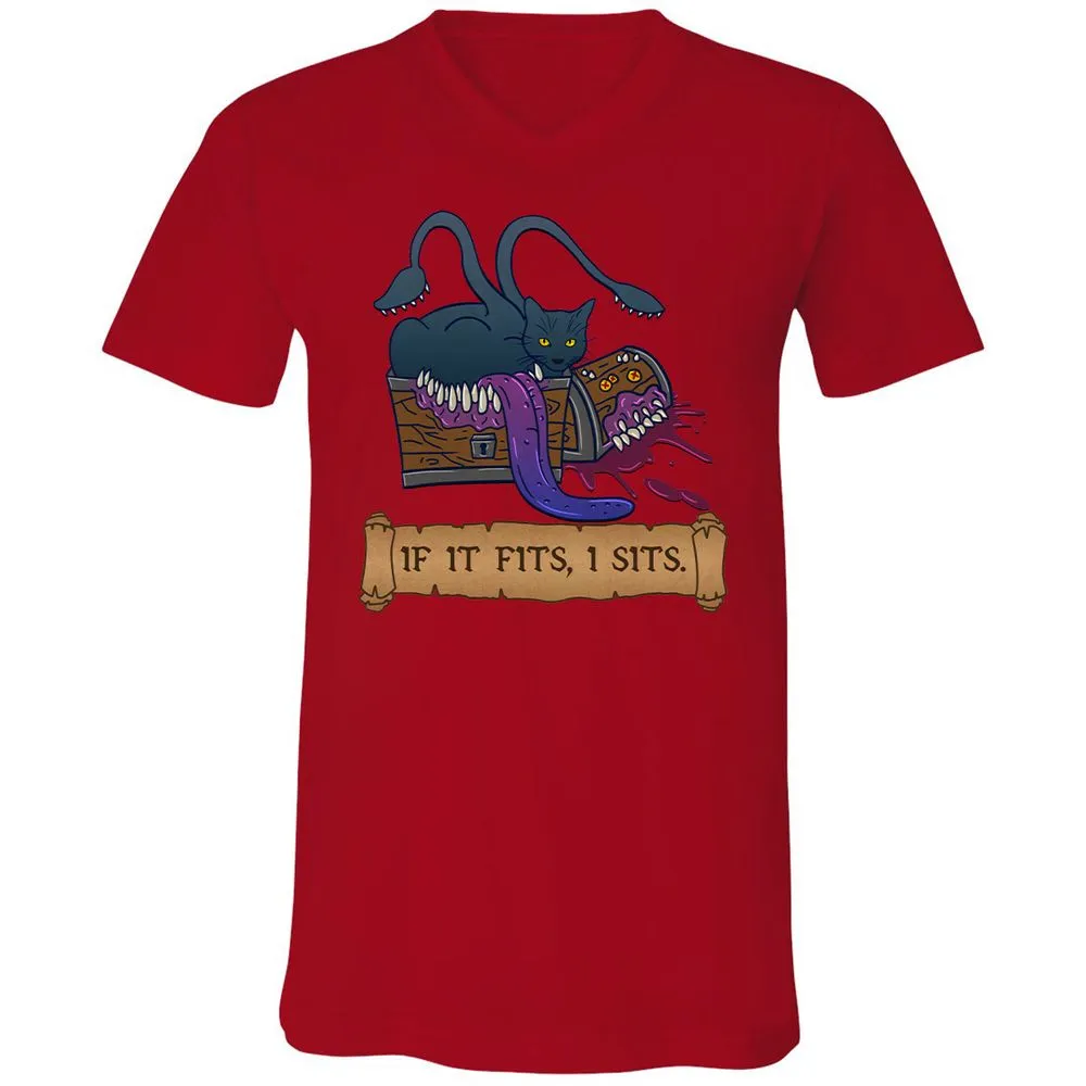 If It Fits I Sits Unisex V-Neck T-Shirt - Red - 3