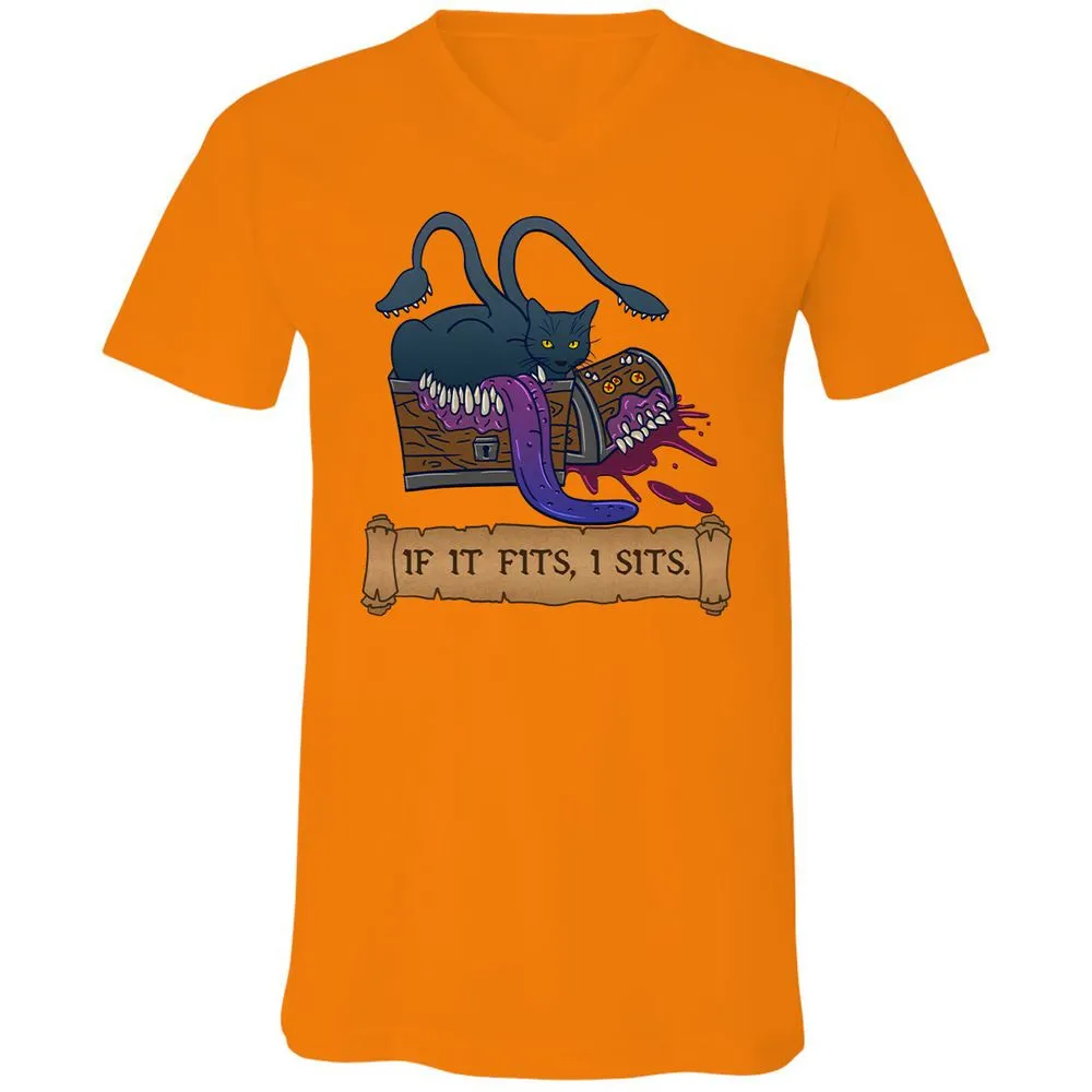 If It Fits I Sits Unisex V-Neck T-Shirt - Orange - 11
