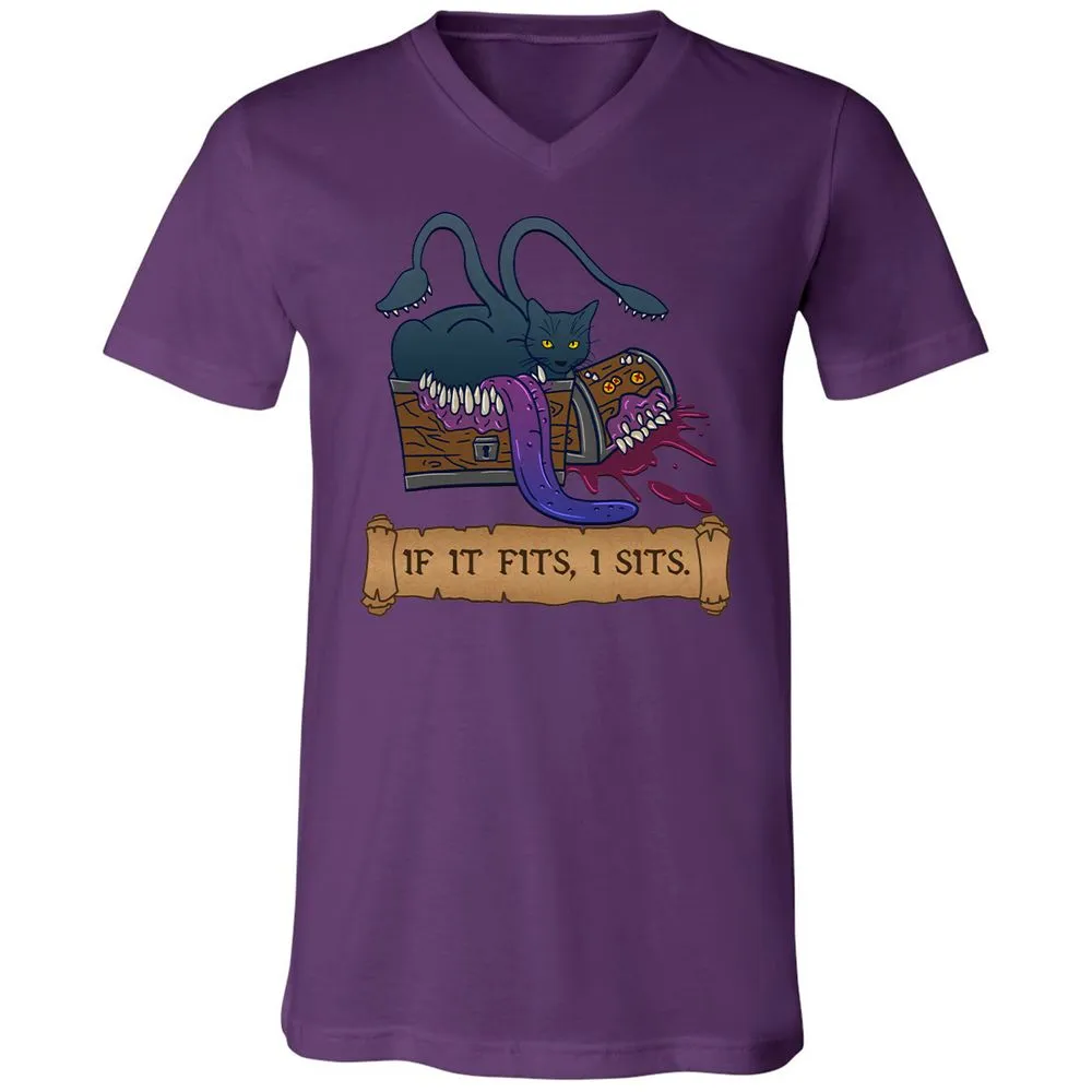 If It Fits I Sits Unisex V-Neck T-Shirt - Team Purple - 9