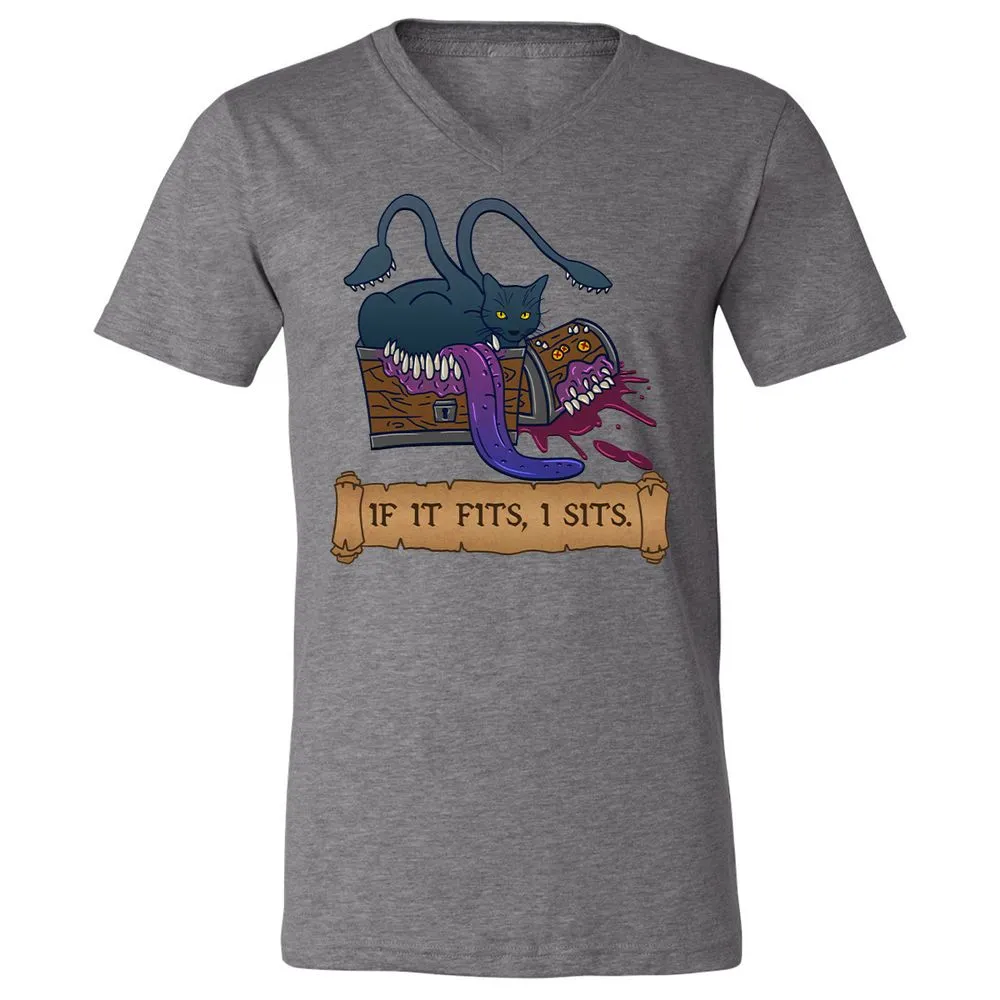 If It Fits I Sits Unisex V-Neck T-Shirt - Deep Heather - 13