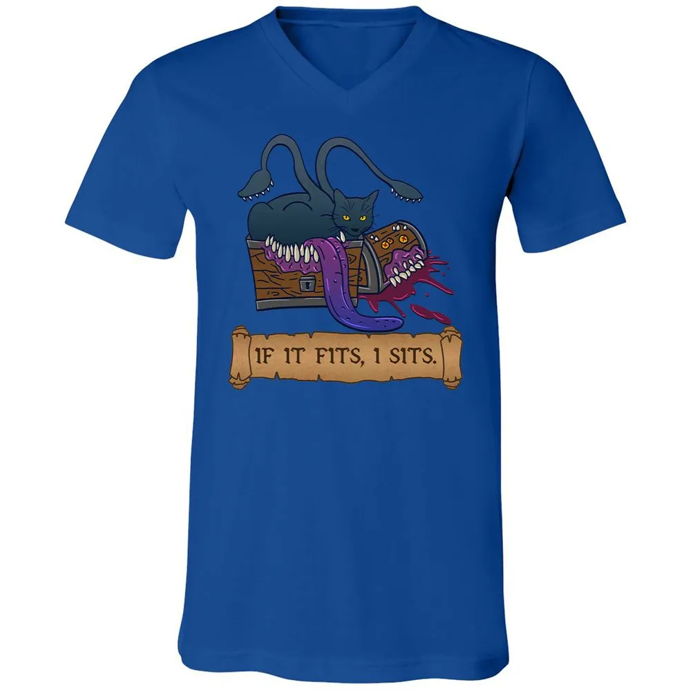 If It Fits I Sits Unisex V-Neck T-Shirt - True Royal - 4