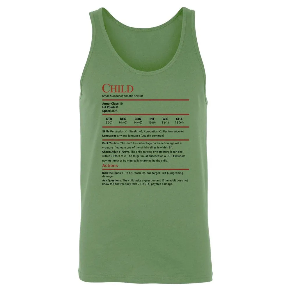 Child Stats Unisex Jersey Tank - Leaf - 10